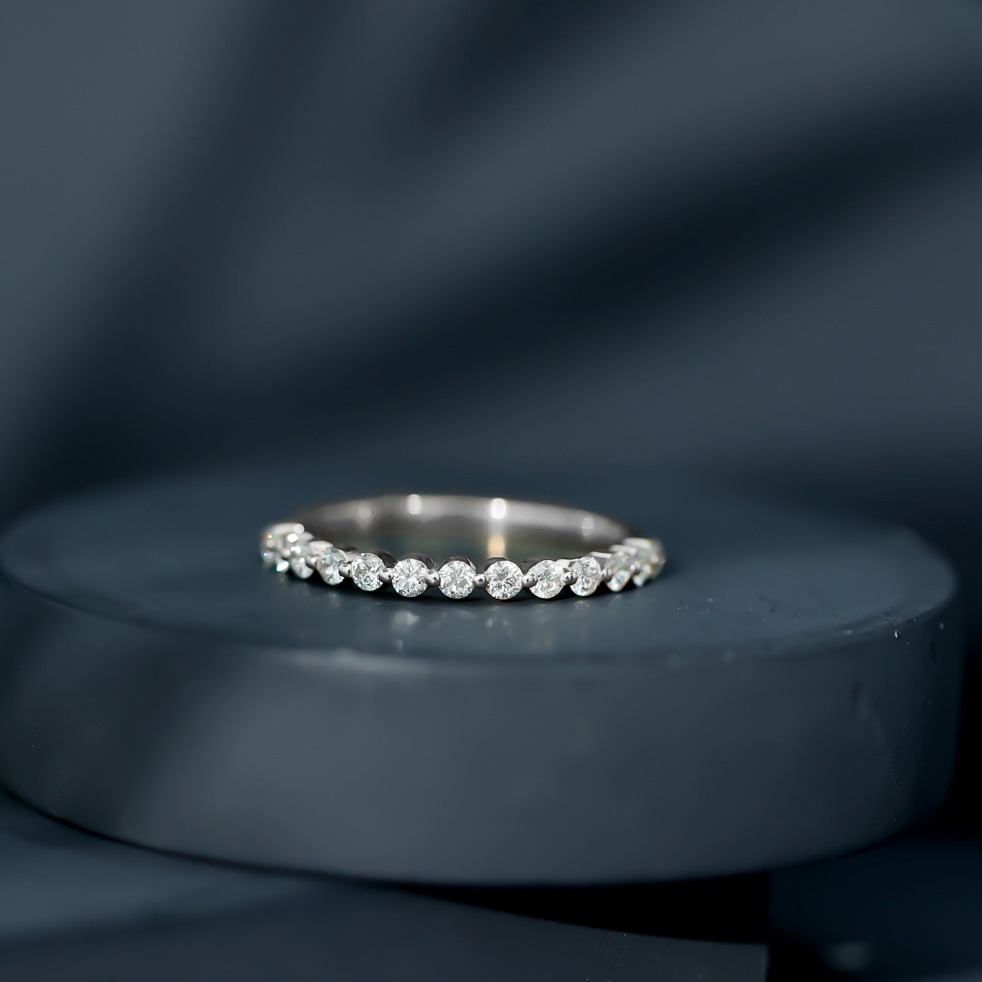 Natural Diamond Half Eternity Stackable Ring Natural - ( HI-SI ) - Rosec Jewels