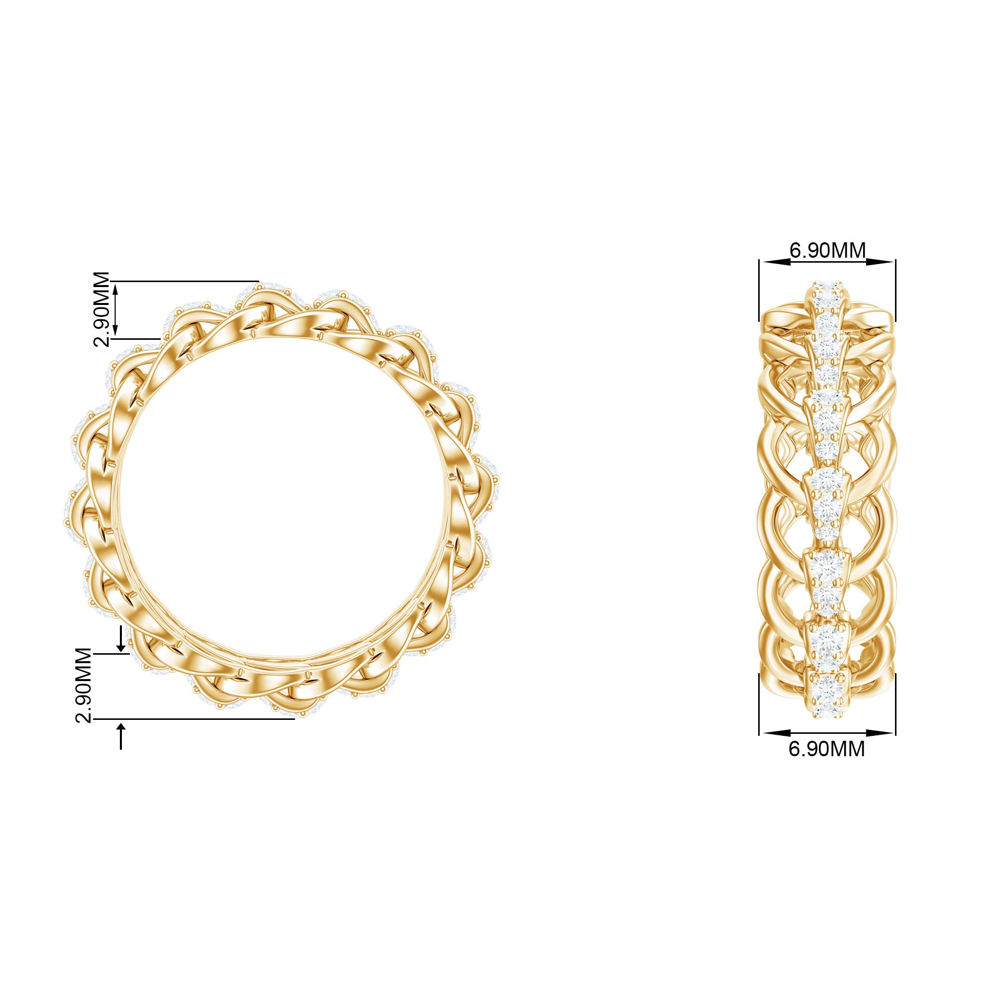 Certified Moissanite Eternity Wedding Band for Women D-VS1 - Rosec Jewels