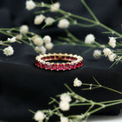 Rosec Jewels-Princess Cut Lab Grown Ruby Eternity Wedding Band for Women
