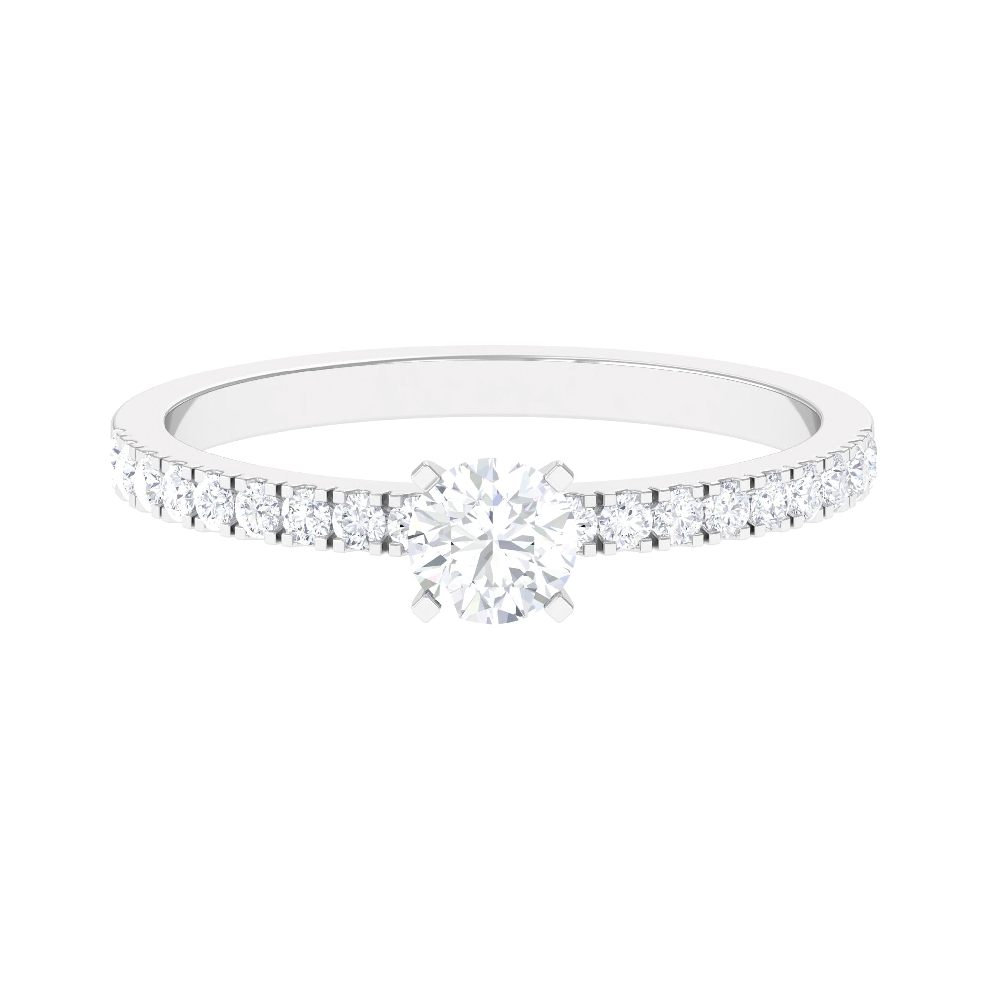 3/4 CT Simple Moissanite Solitaire Ring with Side Stone Moissanite - ( D-VS1 ) - Color and Clarity - Rosec Jewels