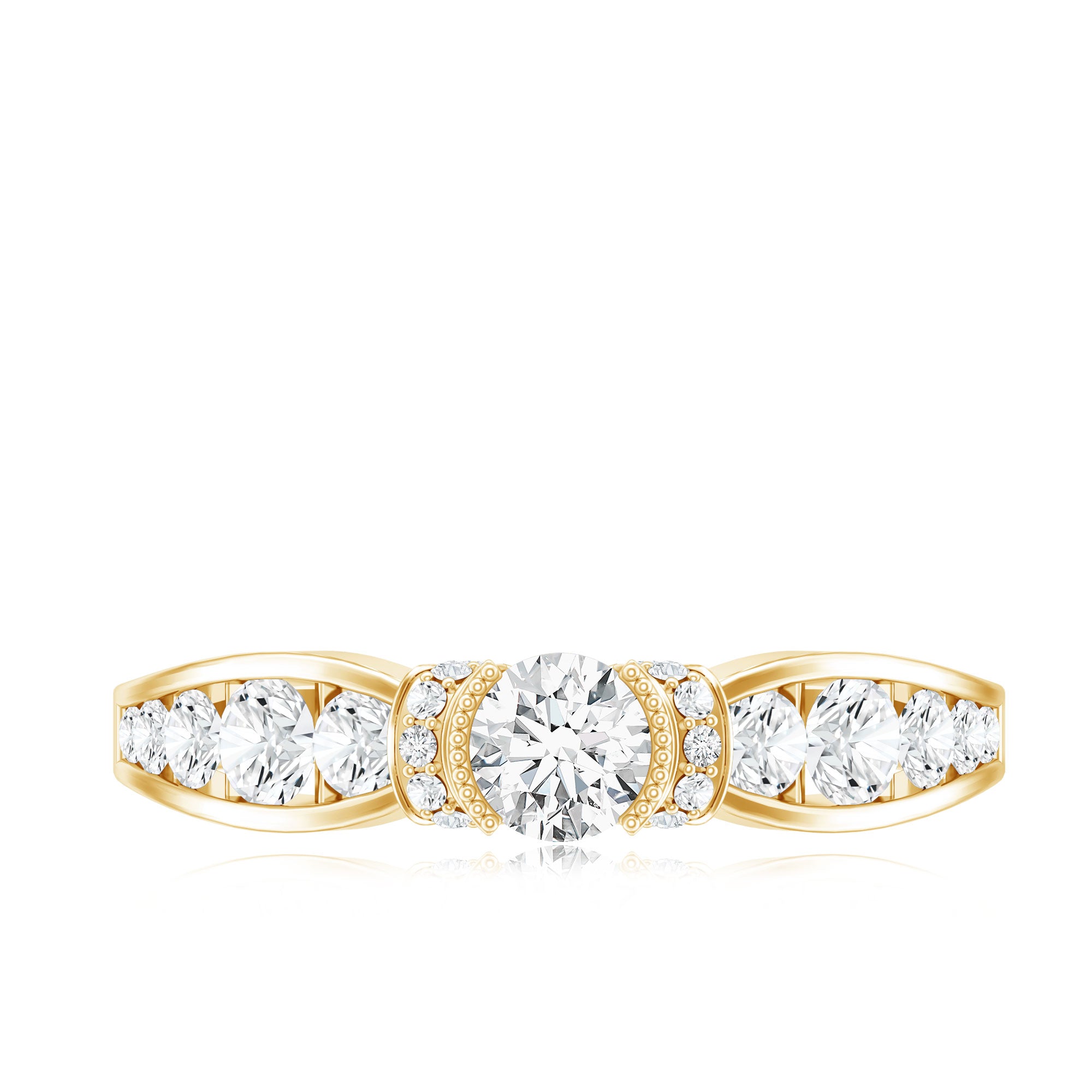 Rosec Jewels-Vintage Style Moissanite Engagement Ring for Women