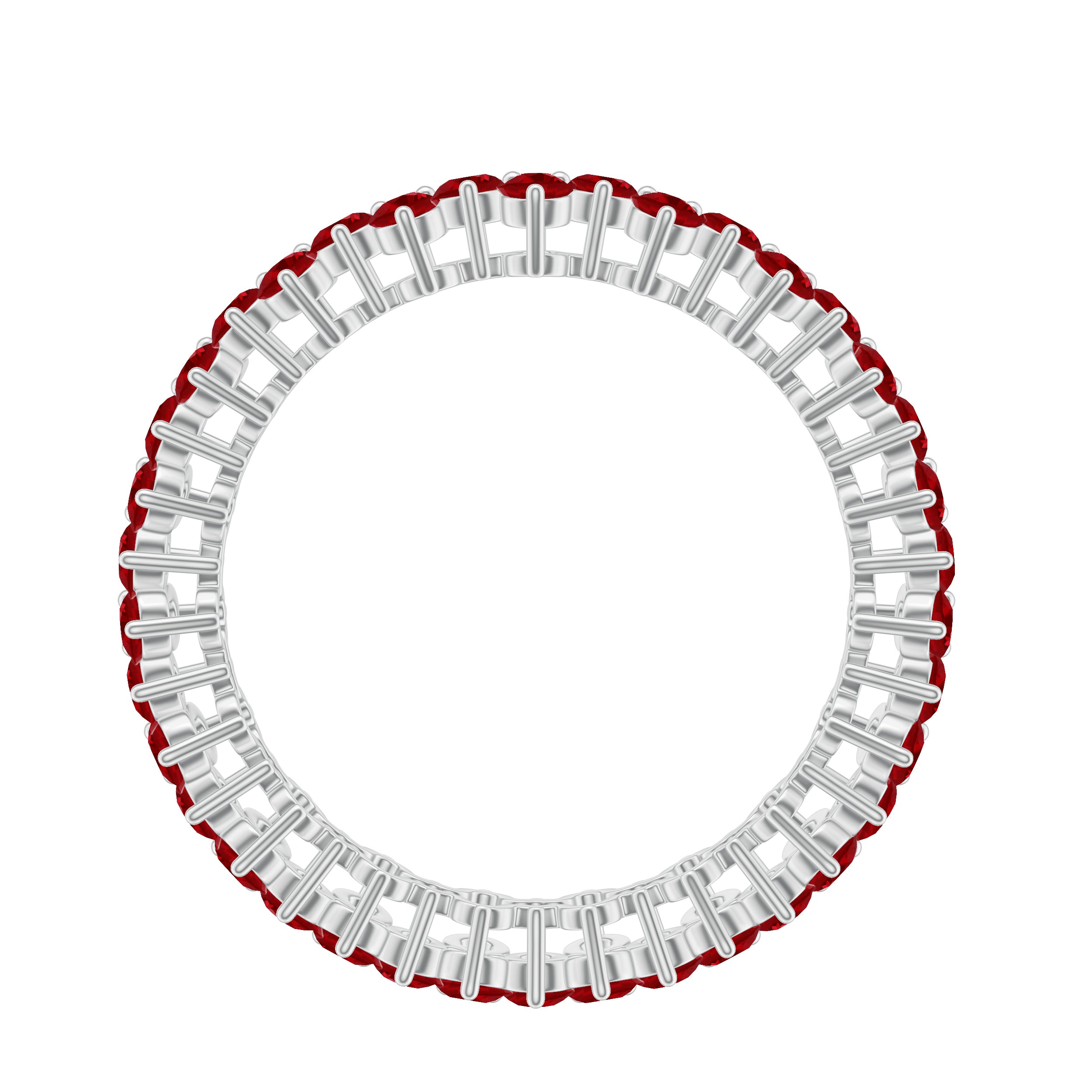 Rosec Jewels-Round Lab Created Ruby Cluster Eternity Ring in Prong Setting