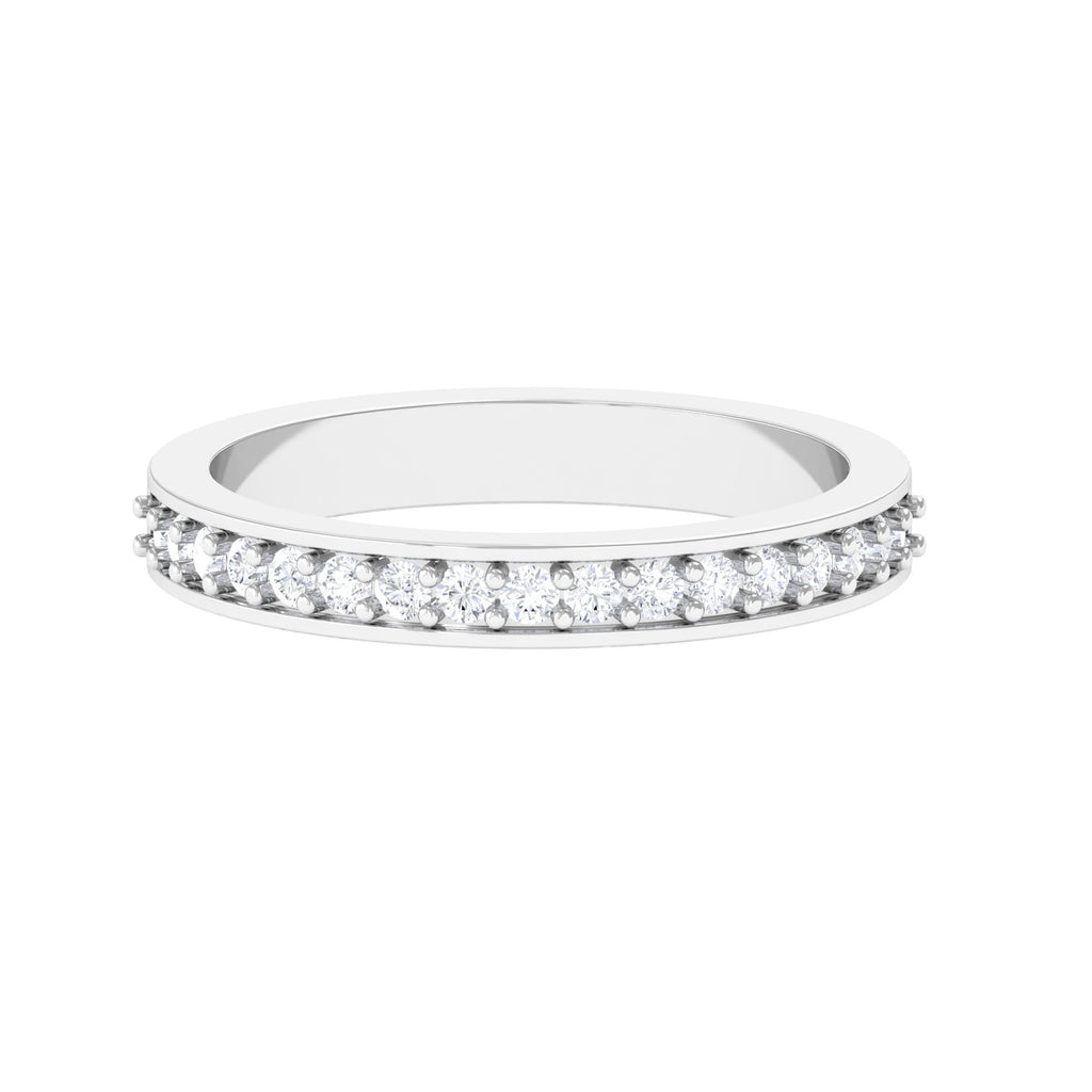Minimal Moissanite Semi Eternity Band Ring Moissanite - ( D-VS1 ) - Color and Clarity - Rosec Jewels