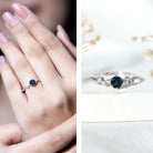 5mm Round London Blue Topaz Commitment Ring with Diamond AAA - Rosec Jewels