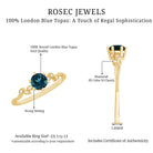 5mm Round London Blue Topaz Commitment Ring with Diamond AAA - Rosec Jewels