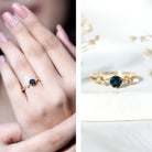 5mm Round London Blue Topaz Commitment Ring with Diamond AAA - Rosec Jewels