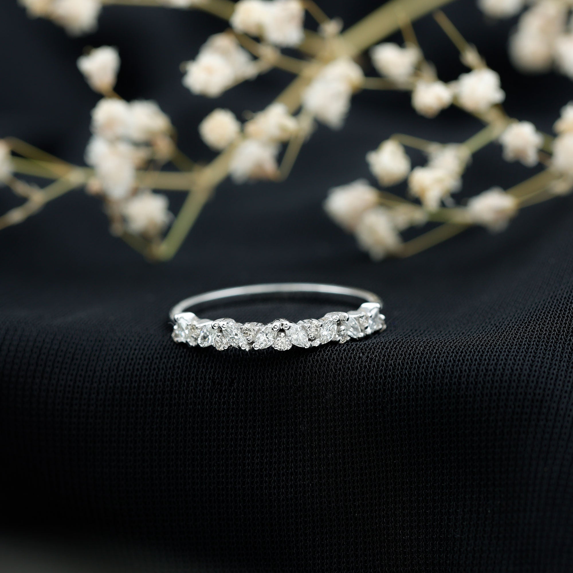 Certified Diamond Stackable Band Ring Natural - ( HI-SI ) - Rosec Jewels