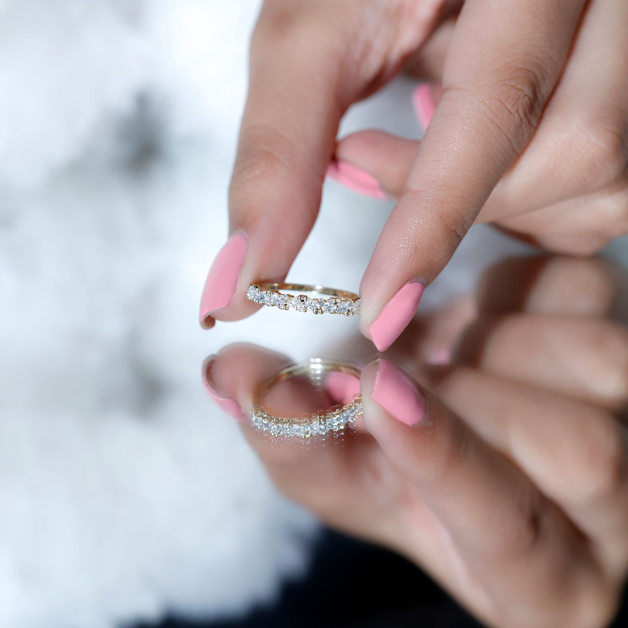 Certified Diamond Stackable Band Ring Natural - ( HI-SI ) - Rosec Jewels