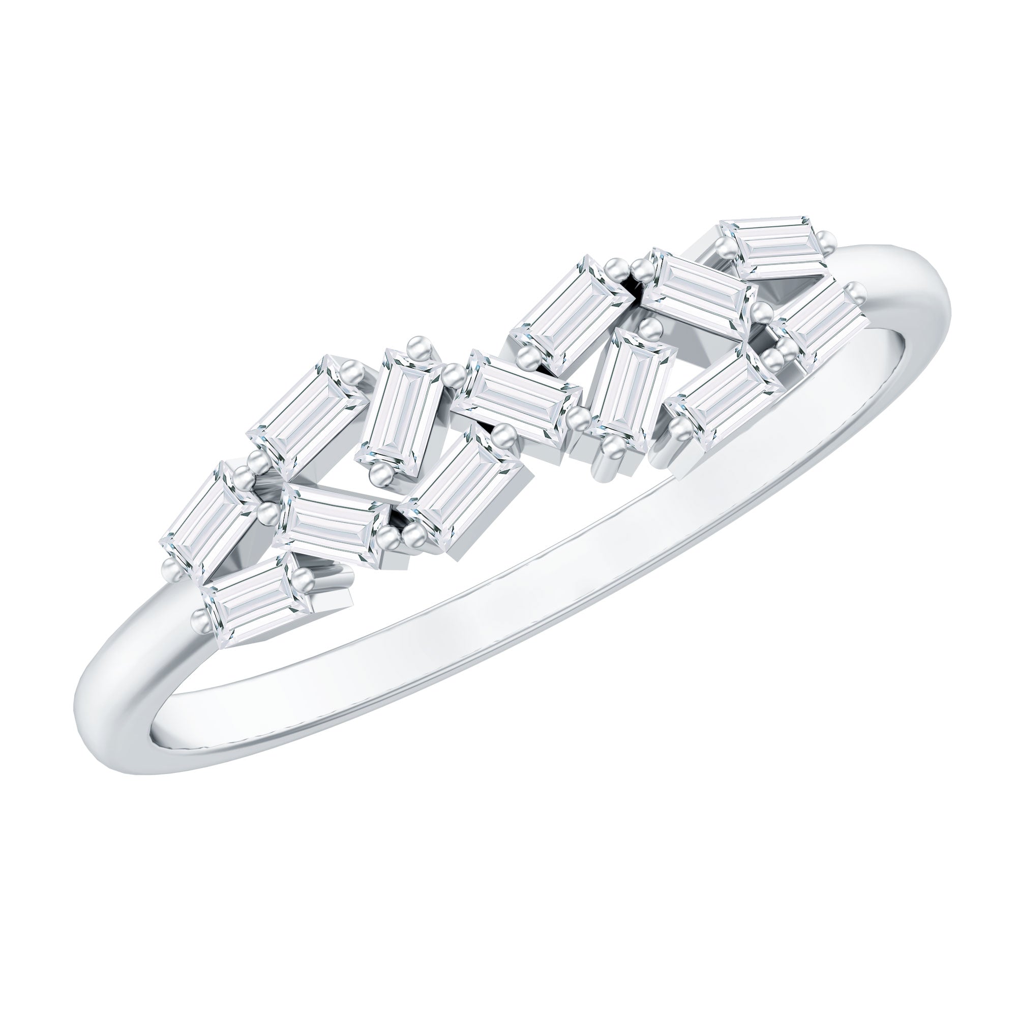 Baguette Cut Diamond Cluster Wedding Ring