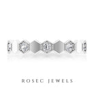 Diamond and Gold Geometric Band Ring Diamond - ( HI-SI ) - Color and Clarity - Rosec Jewels