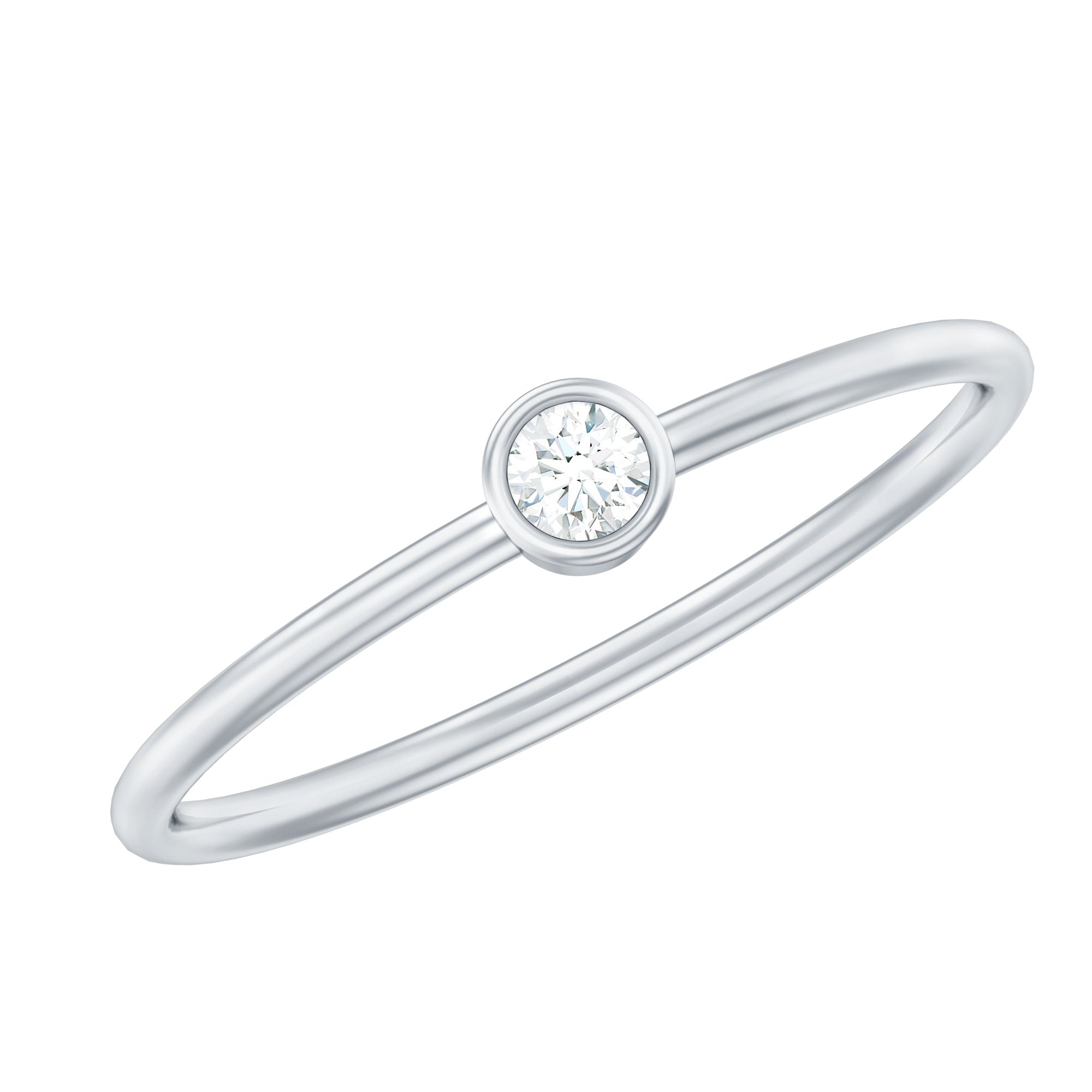 Rosec Jewels-Natural Diamond Dainty Promise Ring in Bezel Setting