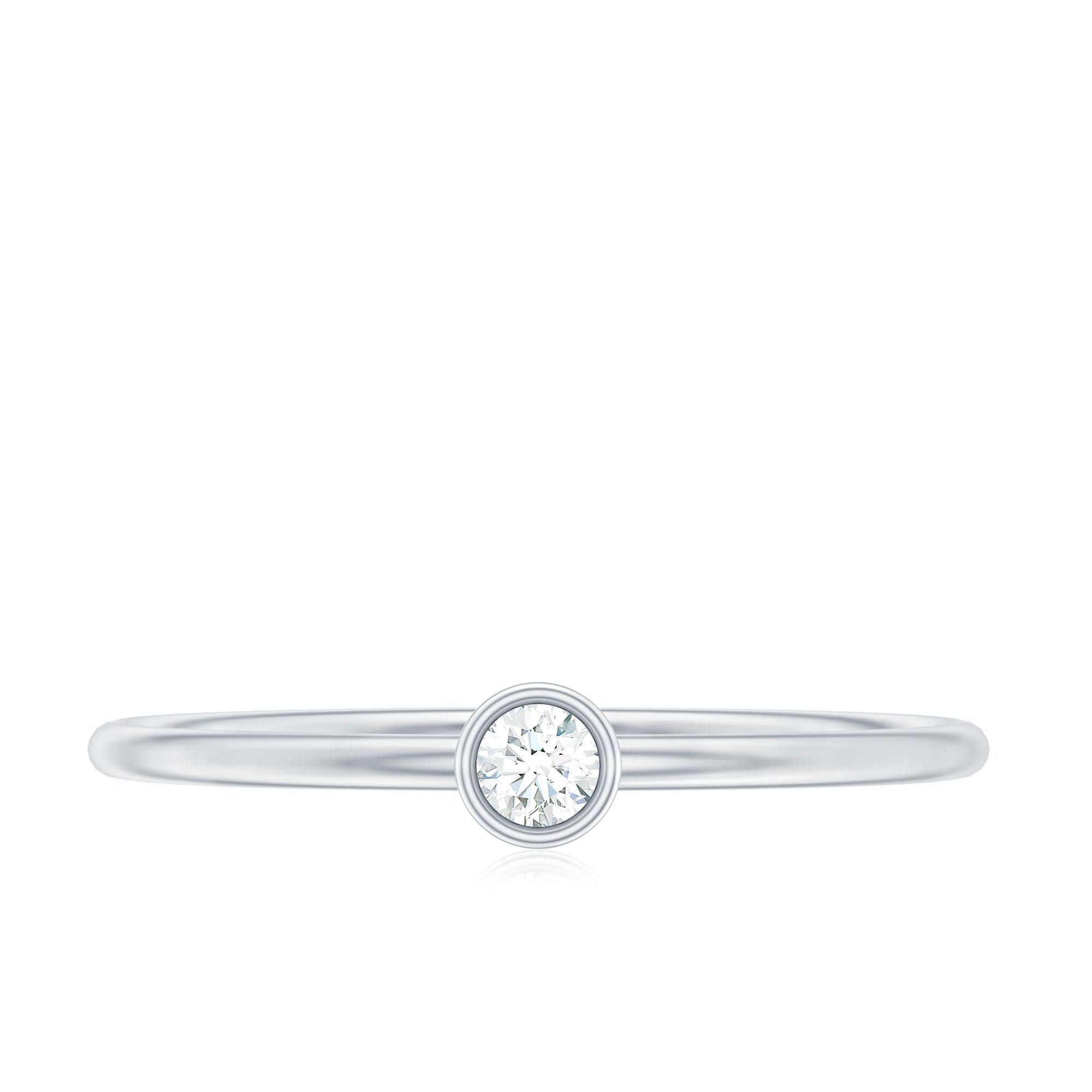 Rosec Jewels-Natural Diamond Dainty Promise Ring in Bezel Setting