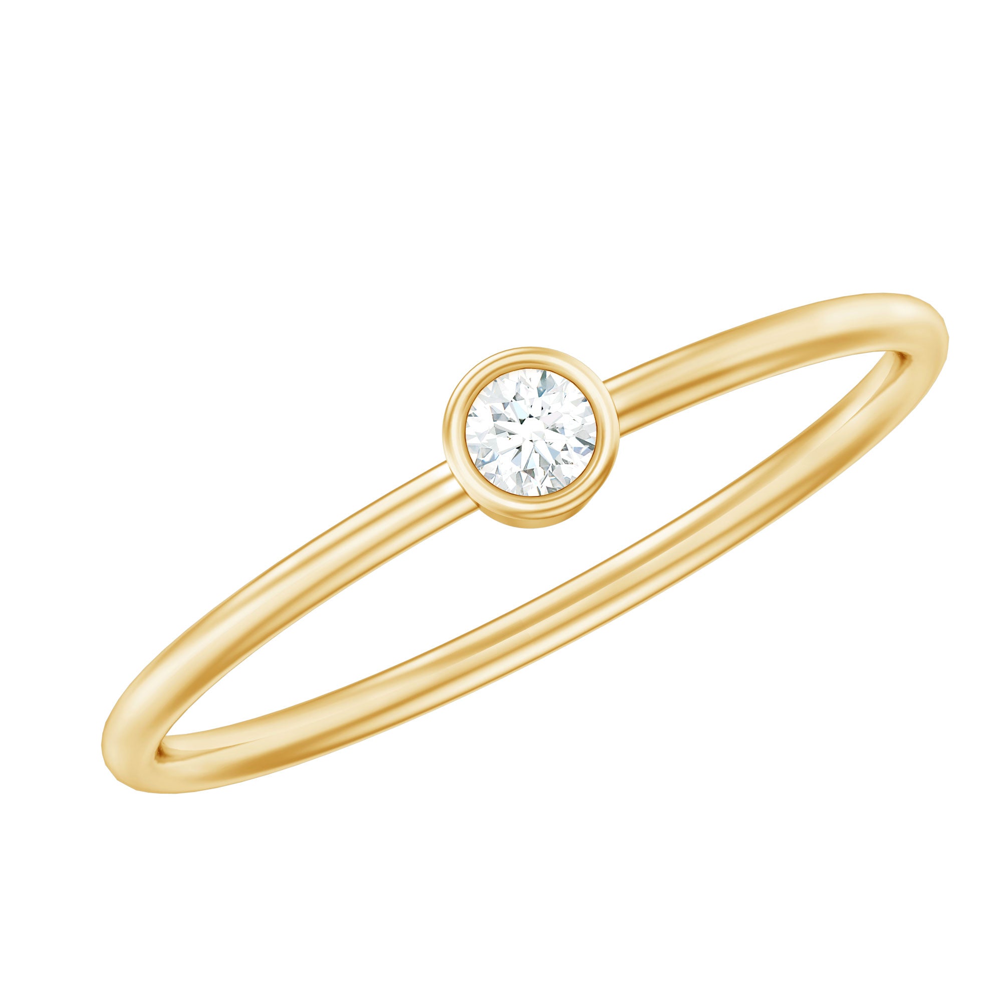 Rosec Jewels-Natural Diamond Dainty Promise Ring in Bezel Setting