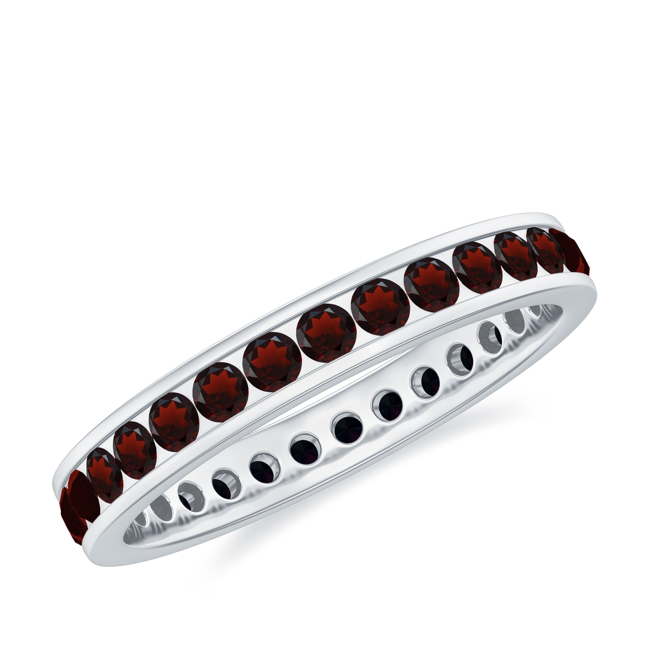 1.50 Ct Channel Set Round Garnet Eternity Band Ring in Gold Garnet - ( AAA ) - Quality - Rosec Jewels