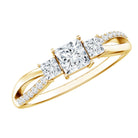 Rosec Jewels-Princess Cut Moissanite Three Stone Engagement Ring