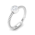 1/2 CT Bezel Set Zircon Solitaire Minimal Ring with Twisted Rope Details AAAA - Rosec Jewels