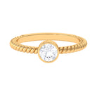 1/2 CT Bezel Set Zircon Solitaire Minimal Ring with Twisted Rope Details AAAA - Rosec Jewels