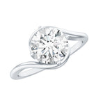 Rosec Jewels-Round Cut 8 MM Moissanite Solitaire Engagement Ring in Bypass Shank