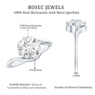 Rosec Jewels-Round Cut 8 MM Moissanite Solitaire Engagement Ring in Bypass Shank