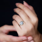 Rosec Jewels-Round Cut 8 MM Moissanite Solitaire Engagement Ring in Bypass Shank