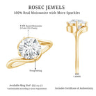 Rosec Jewels-Round Cut 8 MM Moissanite Solitaire Engagement Ring in Bypass Shank