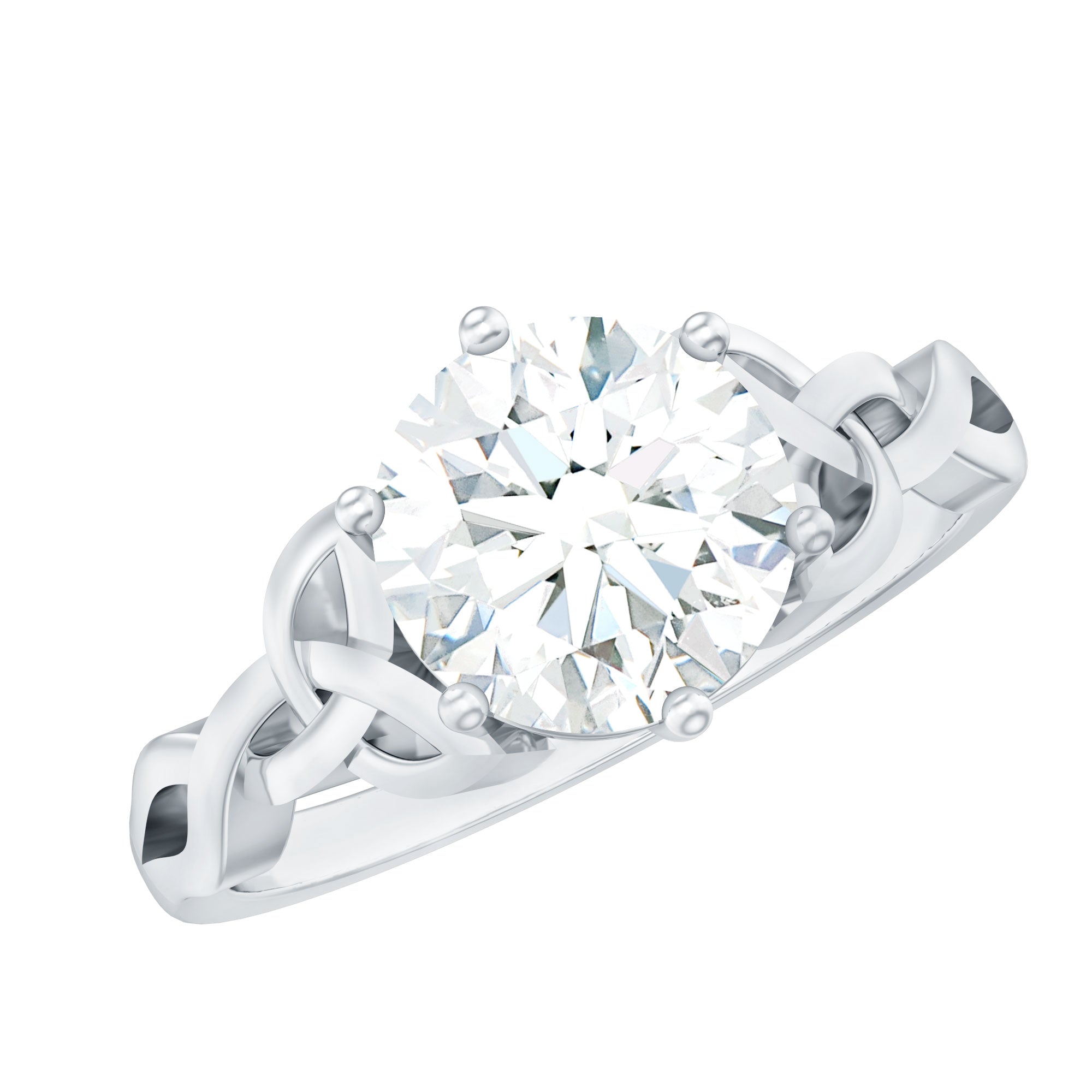8 MM Round Cut Moissanite Celtic Design Engagement Ring D-VS1 - Rosec Jewels