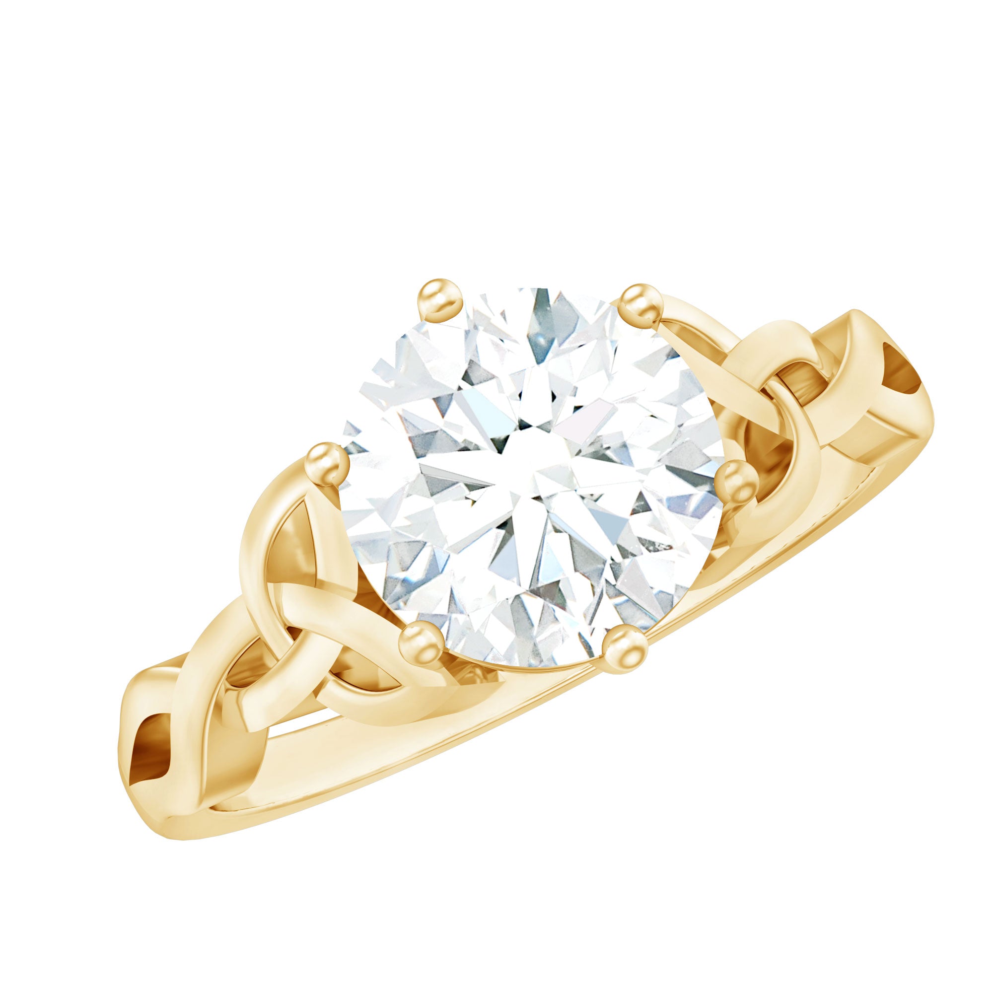 8 MM Round Cut Moissanite Celtic Design Engagement Ring D-VS1 - Rosec Jewels