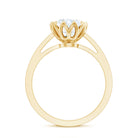Round Moissanite Lotus Engagement Ring with Side Stones D-VS1 - Rosec Jewels