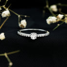 Round Diamond Solitaire Ring with Side Stones Natural - ( HI-SI ) - Rosec Jewels