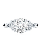 Rosec Jewels-Round Moissanite Solitaire Engagement Ring with Celtic Details