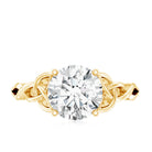 Rosec Jewels-Round Moissanite Solitaire Engagement Ring with Celtic Details