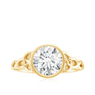 Rosec Jewels-Solitaire Moissanite Celtic Knot Engagement Ring in Bezel Setting