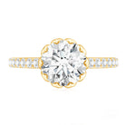 Lotus Basket Set Moissanite Engagement Ring with Certificate D-VS1 - Rosec Jewels