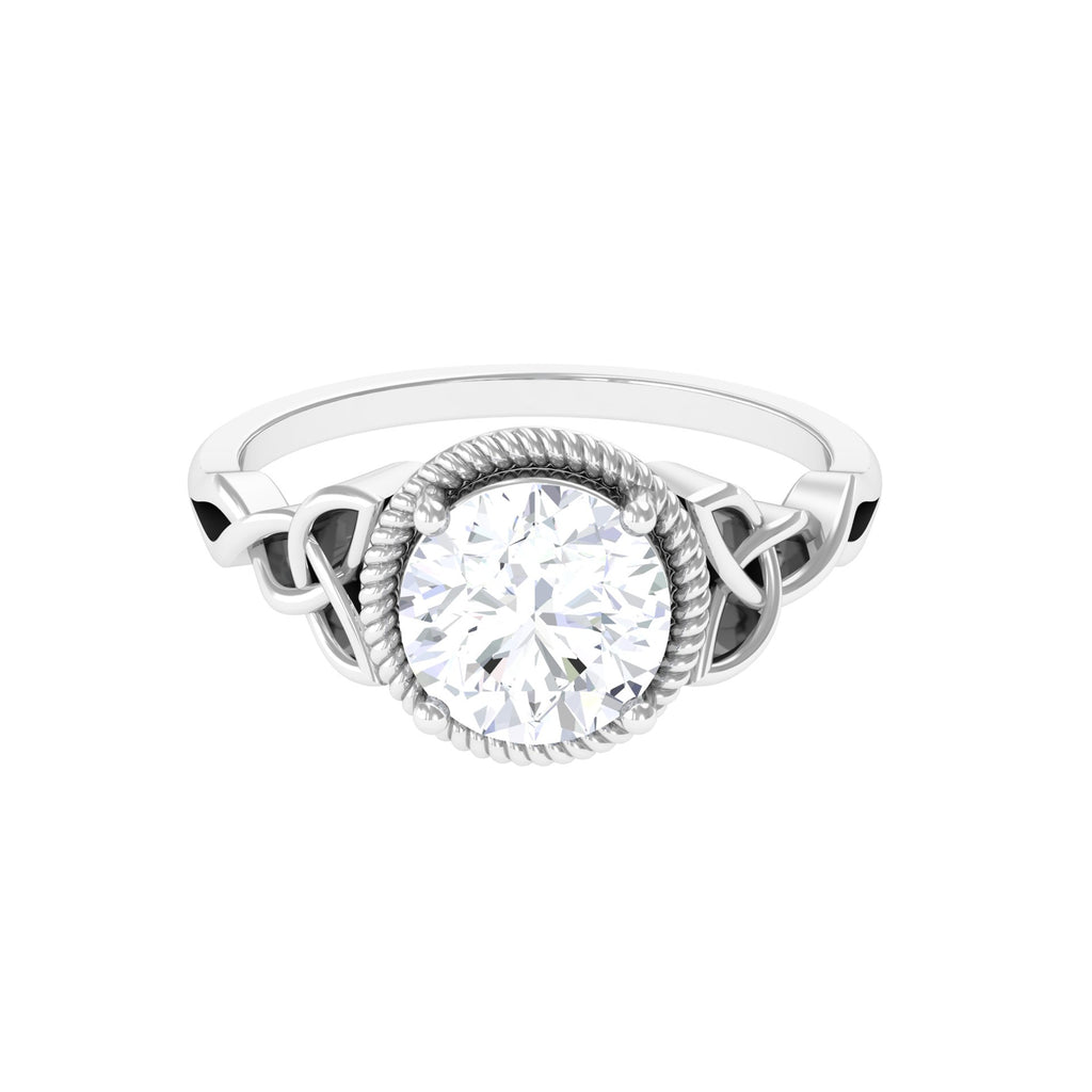Certified Moissanite Solitaire Twisted Rope Ring with Celtic Details Moissanite - ( D-VS1 ) - Color and Clarity - Rosec Jewels