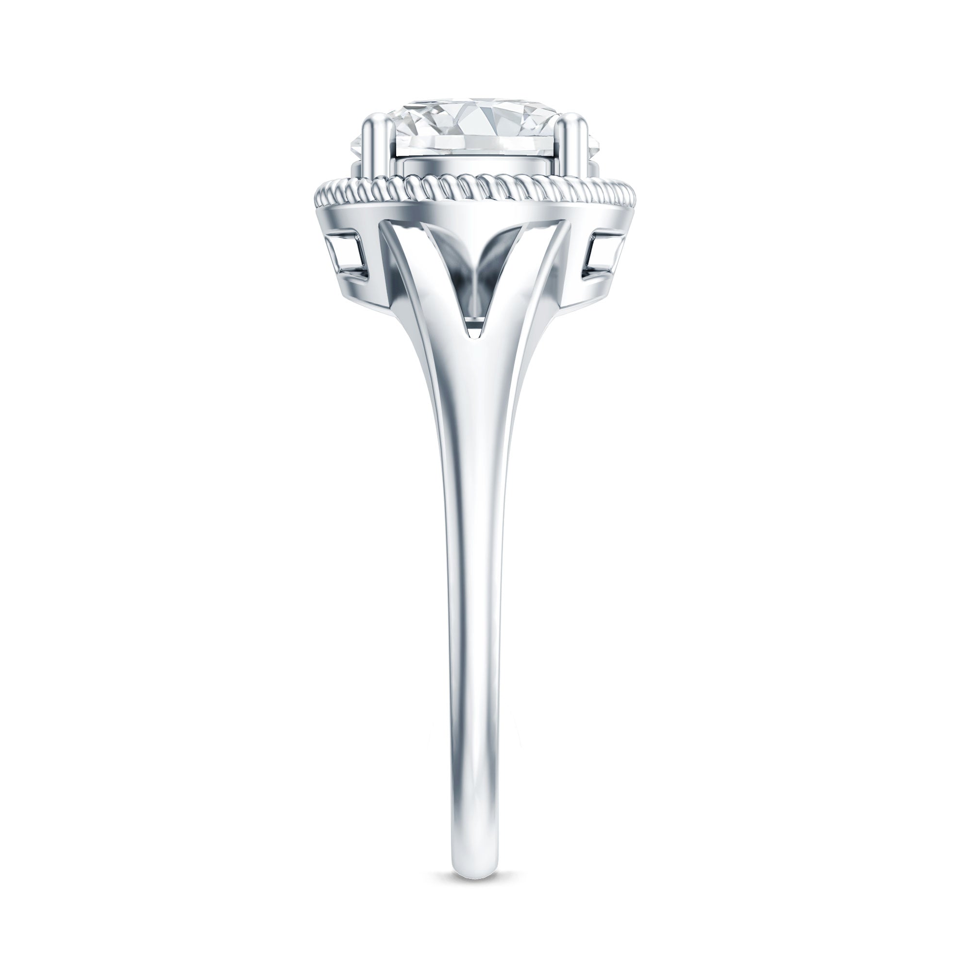 2 CT Round Moissanite Rope Band Engagement Ring D-VS1 - Rosec Jewels
