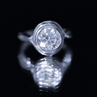 Certified Moissanite Bezel Set Engagement Ring with Crossover Shank D-VS1 - Rosec Jewels