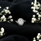Certified Moissanite Bezel Set Engagement Ring with Crossover Shank D-VS1 - Rosec Jewels
