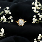 Certified Moissanite Bezel Set Engagement Ring with Crossover Shank D-VS1 - Rosec Jewels