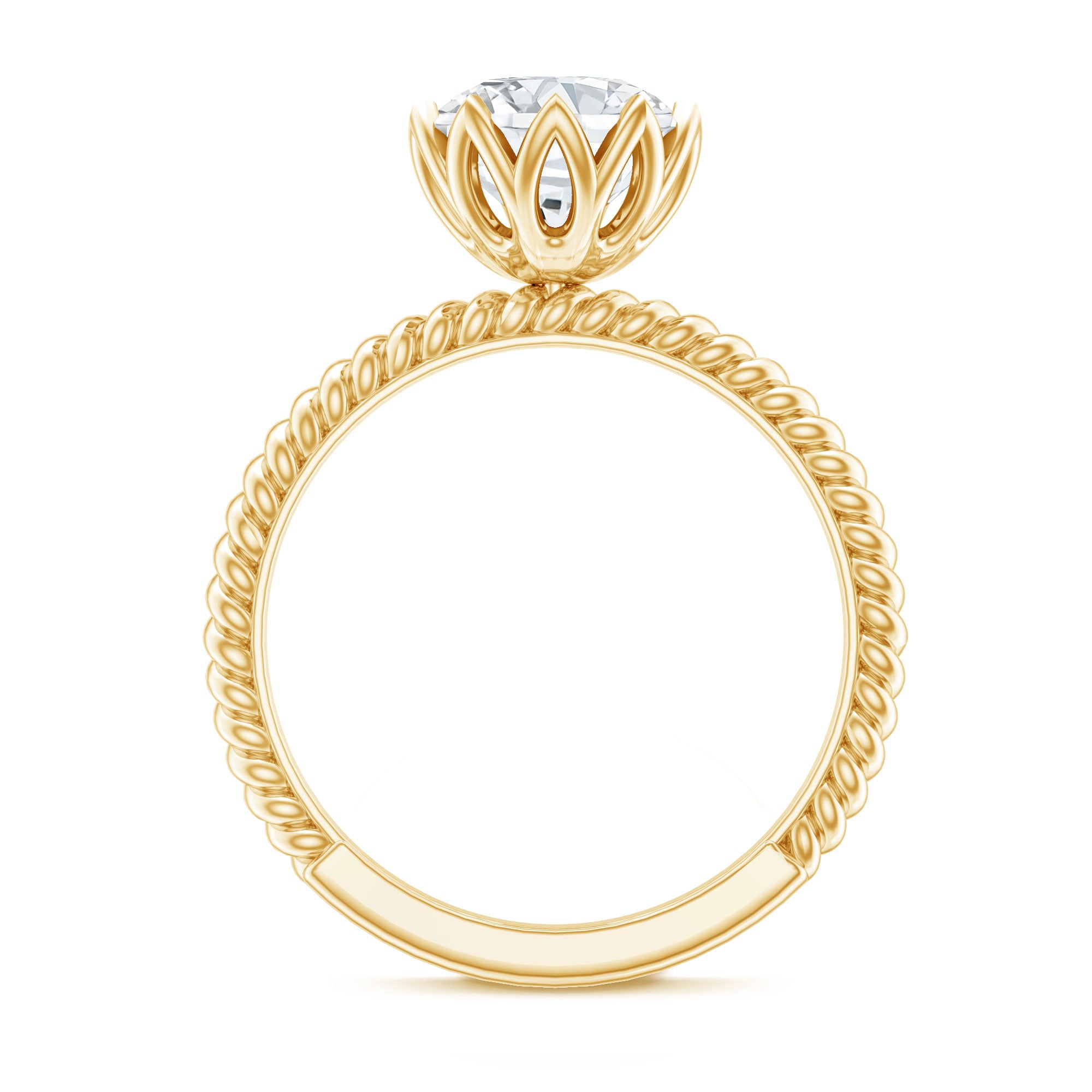 2 CT Moissanite Engagement Ring with Twisted Rope Band D-VS1 - Rosec Jewels