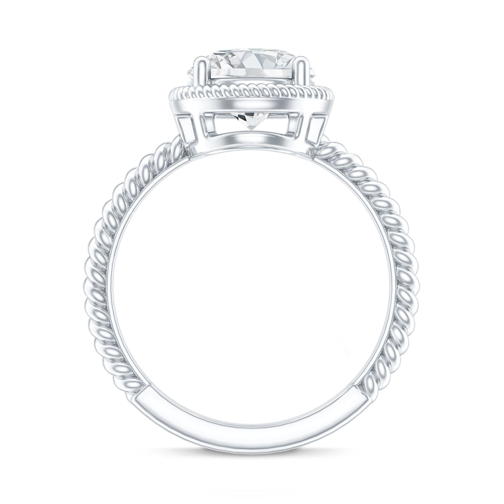Brilliant Cut 8 MM Moissanite Rope Band Engagement Ring D-VS1 - Rosec Jewels