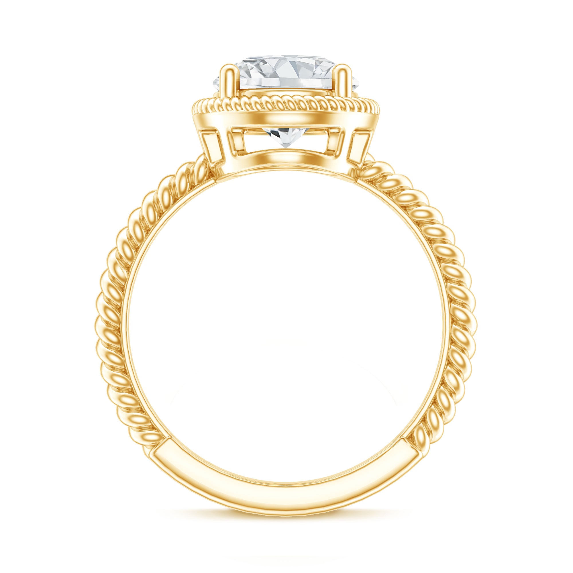Brilliant Cut 8 MM Moissanite Rope Band Engagement Ring D-VS1 - Rosec Jewels
