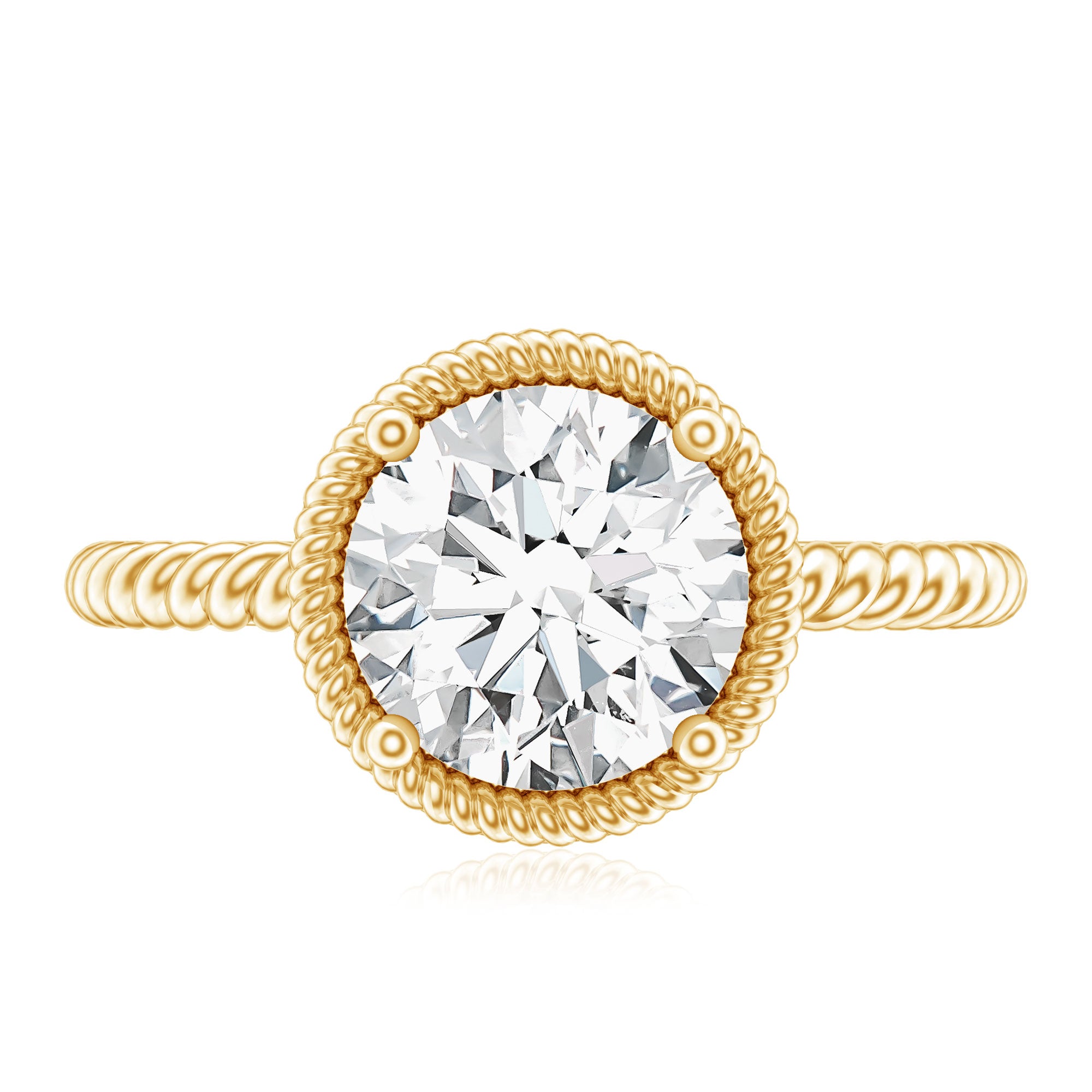 Brilliant Cut 8 MM Moissanite Rope Band Engagement Ring D-VS1 - Rosec Jewels