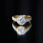 Rosec Jewels-2 Carat Moissanite Round Cut Engagement Ring With Side Stones