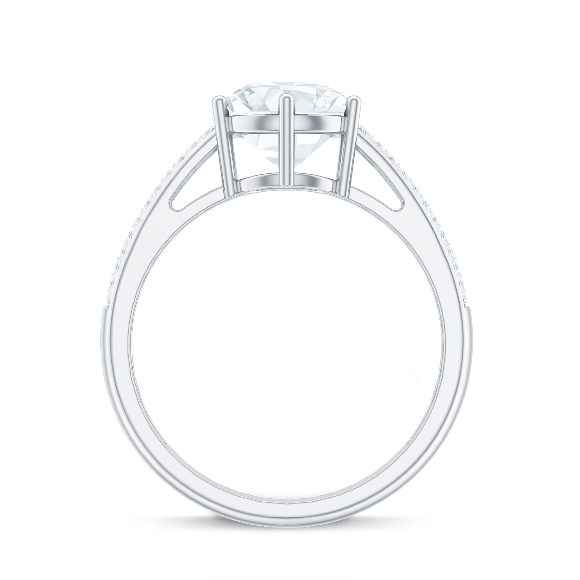 Certified Moissanite Side Stone Engagement Ring for Women D-VS1 - Rosec Jewels
