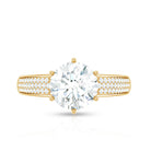 Certified Moissanite Side Stone Engagement Ring for Women D-VS1 - Rosec Jewels