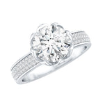 Rosec Jewels-Lotus Basket Set Moissanite Engagement Ring with Side Stones