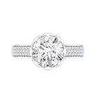 Rosec Jewels-Lotus Basket Set Moissanite Engagement Ring with Side Stones