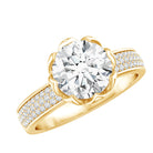 Rosec Jewels-Lotus Basket Set Moissanite Engagement Ring with Side Stones