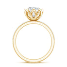 Rosec Jewels-Lotus Basket Set Moissanite Engagement Ring with Side Stones