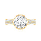 Rosec Jewels-Lotus Basket Set Moissanite Engagement Ring with Side Stones